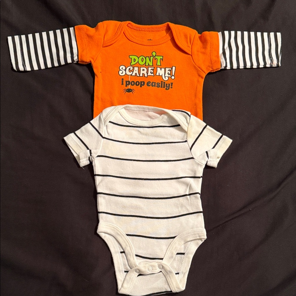 Orange and White Striped Kids One Piece Set